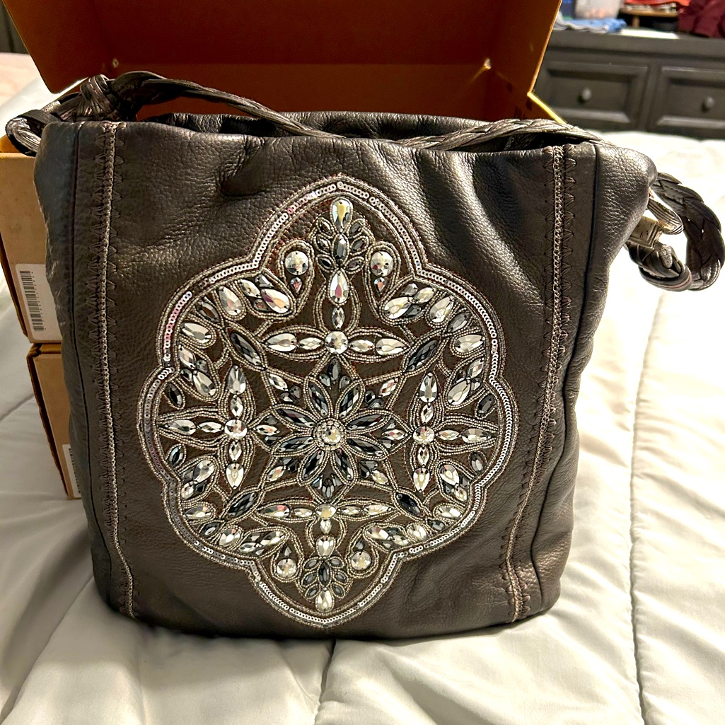 Brighton Anju Handbag Pewter Excellent Condition